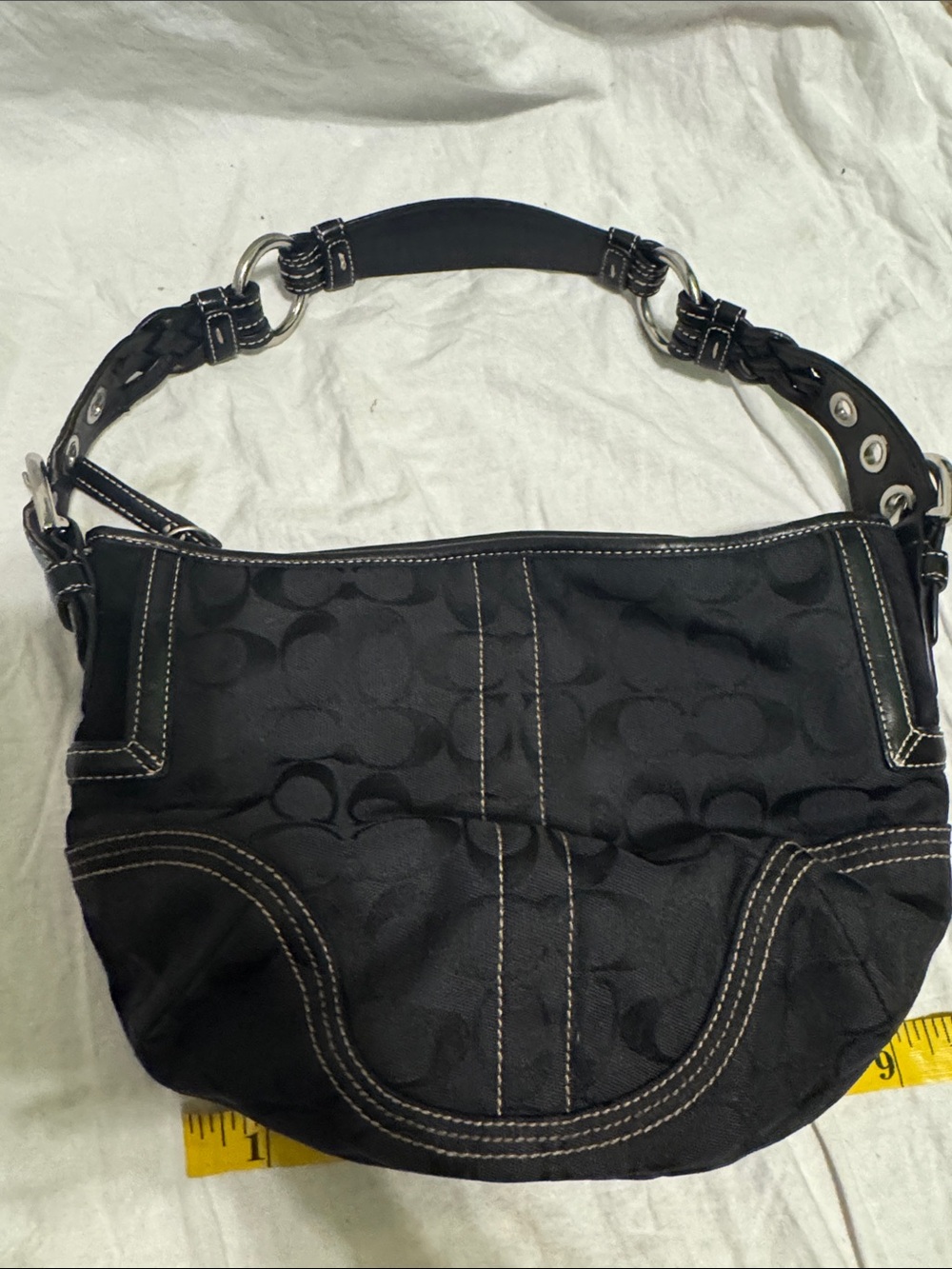 Coach Black Signature Shoulder Bag with Silver-Tone Hardware SoHo 2005